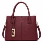 Vorimal Burgundy Structured Satchel Handbag for Women