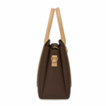 Vorimal Brown and Beige Structured Satchel Handbag - Image 2