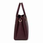 Vorimal Maroon Structured Satchel Handbag with Strap - Image 3