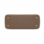 Brown Textured Structured Handbag