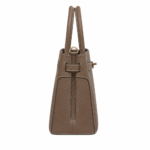 Vorimal Taupe Brown Textured Structured Handbag - Image 3