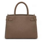 Vorimal Taupe Brown Textured Structured Handbag - Image 2