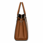 Vorimal Women’s Brown and Beige Woven-Panel Handbag - Image 3