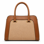 Vorimal Women’s Brown and Beige Woven-Panel Handbag - Image 2