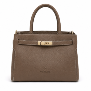 Brown Textured Structured Handbag
